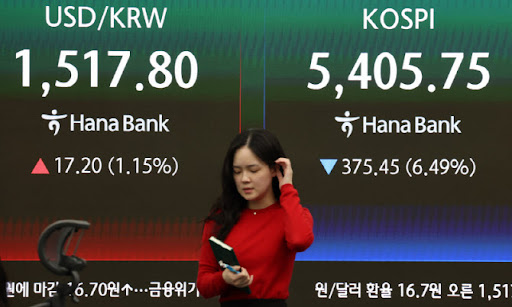 코스피, 375.45포인트(6.49%) 내린 5405.75 마감 이미지 1