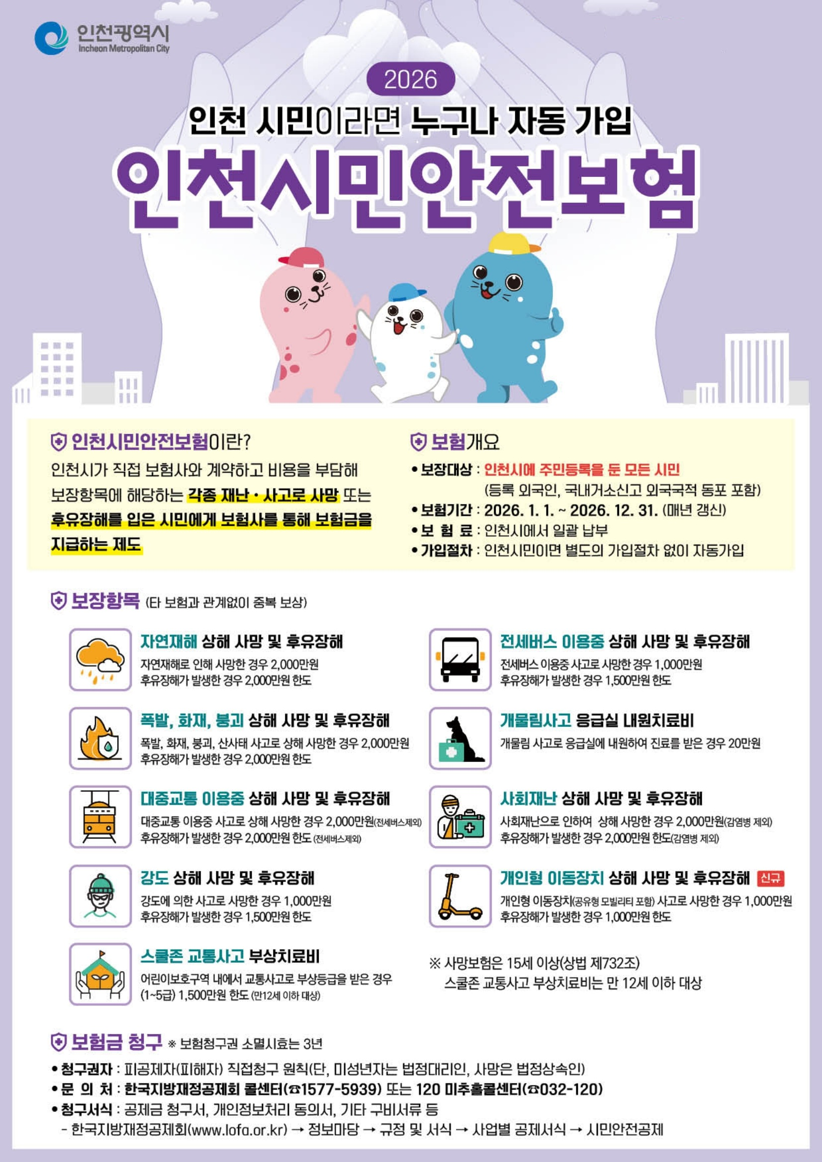 인천시민안전보험, 시민 10명 중 9명 이상 “필요하다”